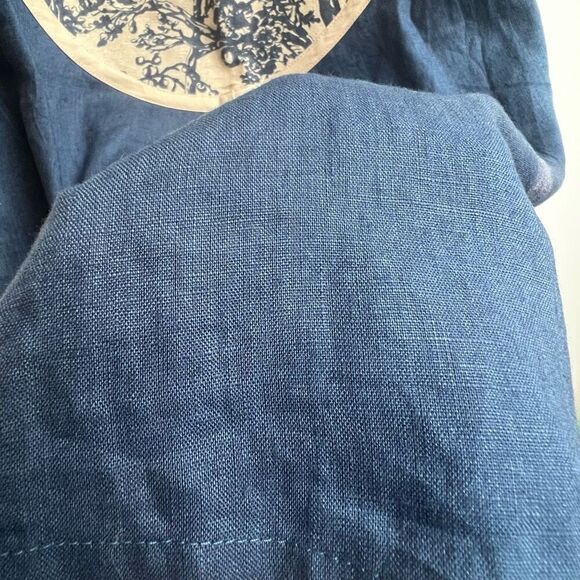 Women's Handmade Front Tree Print Back Pull String Mid Ruched Midi Skirt Blue 30 - Picture 4 of 8